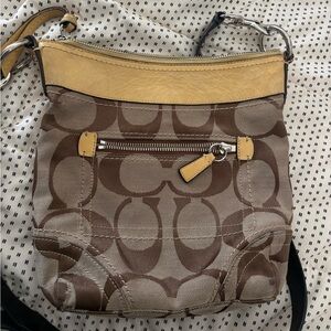 Coach Signature Brown and Tan Crossbody Bag